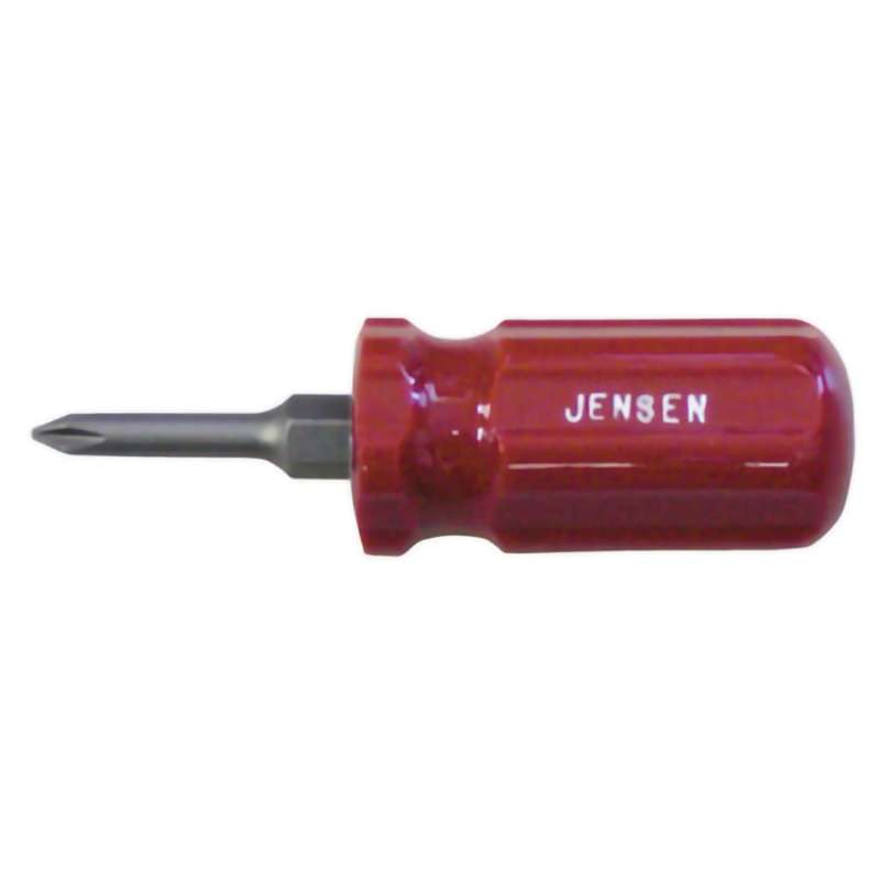 Screwdriver, Phillips/Slotted, Stubby, Red Handle, 2-in-1, Each